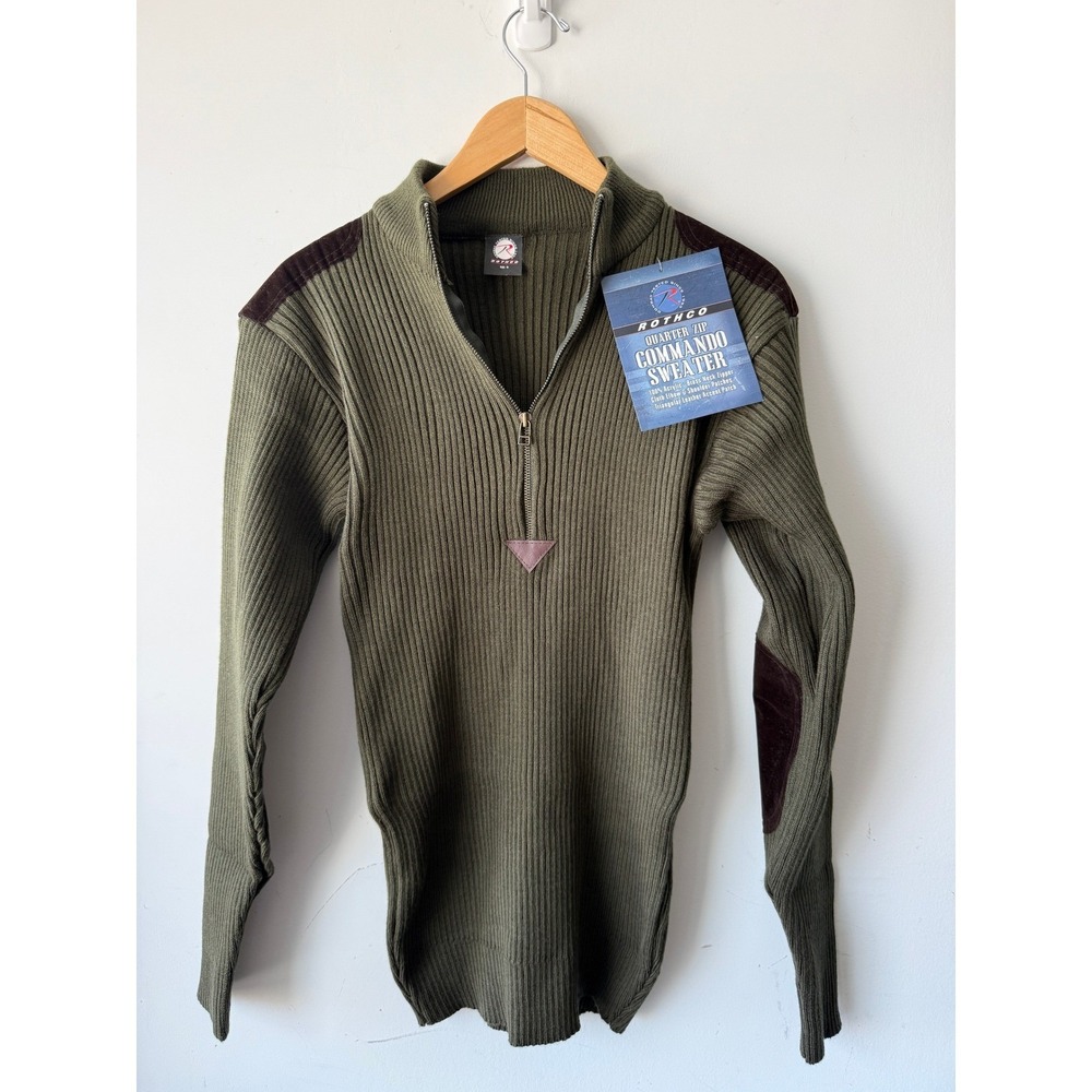 Rothco Quarter Zip Commando Sweater Mens Medium Olive Drab Military Pullover NWT